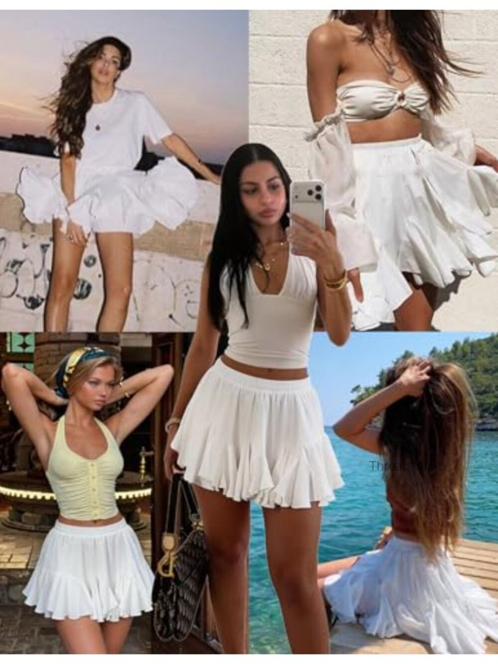 Pleated Ruffle Mini Skirt High Rise Tennis Skirt Flowy A-Line Summer - Picture 5 of 6